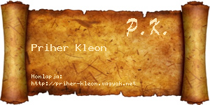 Priher Kleon névjegykártya